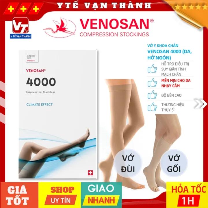 Vớ Y Khoa Venosan 4000 (Siêu Mềm Mịn) (Da, Hở Ngón) | Tất Suy Giãn Tĩnh Mạch -VT0448 - Y Tế Vạn Thành