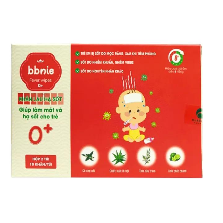 Khăn Lau Hạ Sốt BBnie Cho Bé Giúp Hạ Nhiệt Chất Liệu Cotton Tẩm Dược Liệu Hộp 20 Chiếc