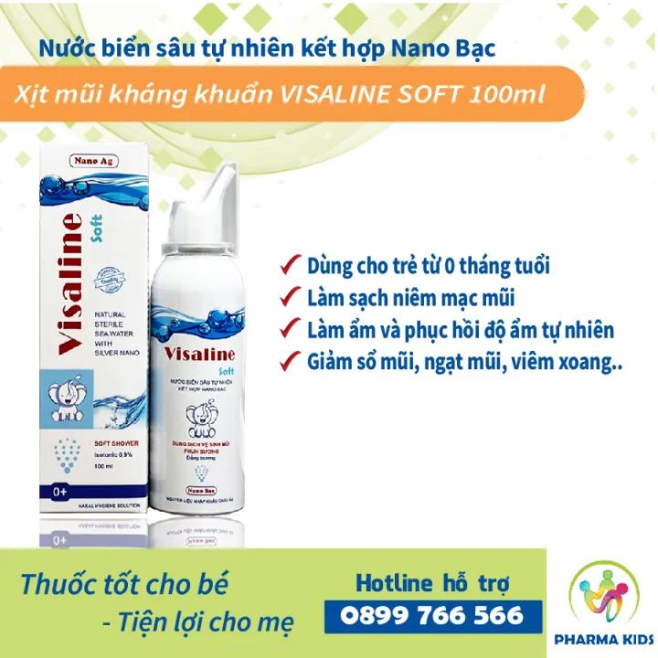 Xịt mũi kháng khuẩn VISALINE SOFT 100ml_Nước biển sâu tự nhiên kết hợp Nano Bạc