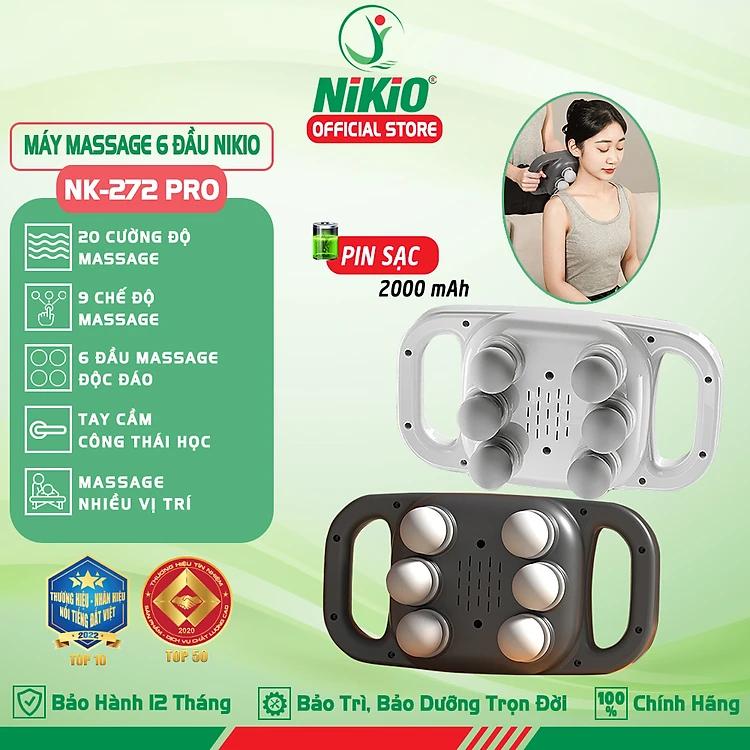 Máy massage đấm lưng và giãn cơ toàn thân 6 đầu Nikio NK-272 Pro - 9 chế độ, 20 cấp tốc độ mát xa