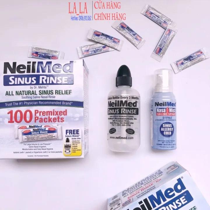 (Tách lẻ) Muối- Bình xịt- bình Rửa Mũi NeilMed Sinus Rinse Regular Kit _Mỹ