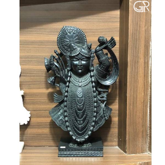 Handcrafted Black Marble Srinath Ji Statue