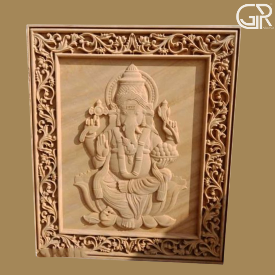 Lord Ganesha Natural Sandstone Carving