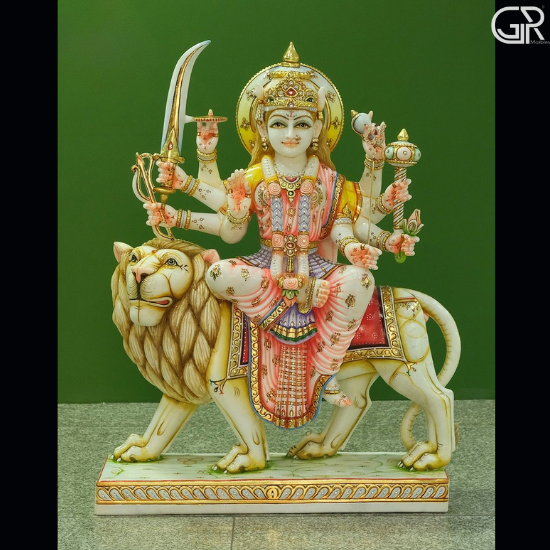 Beautiful Marble Durga Mata Statue