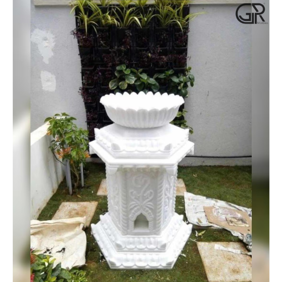 Premium White Marble Tulsi Pot