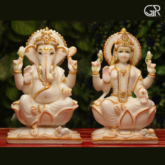 White Marble Laxmi Ganesh Statue