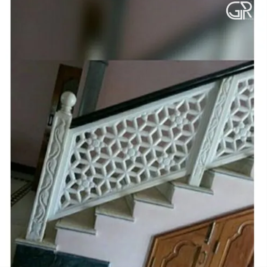 Beautifully Carved Marble Jali For Stairs Railing