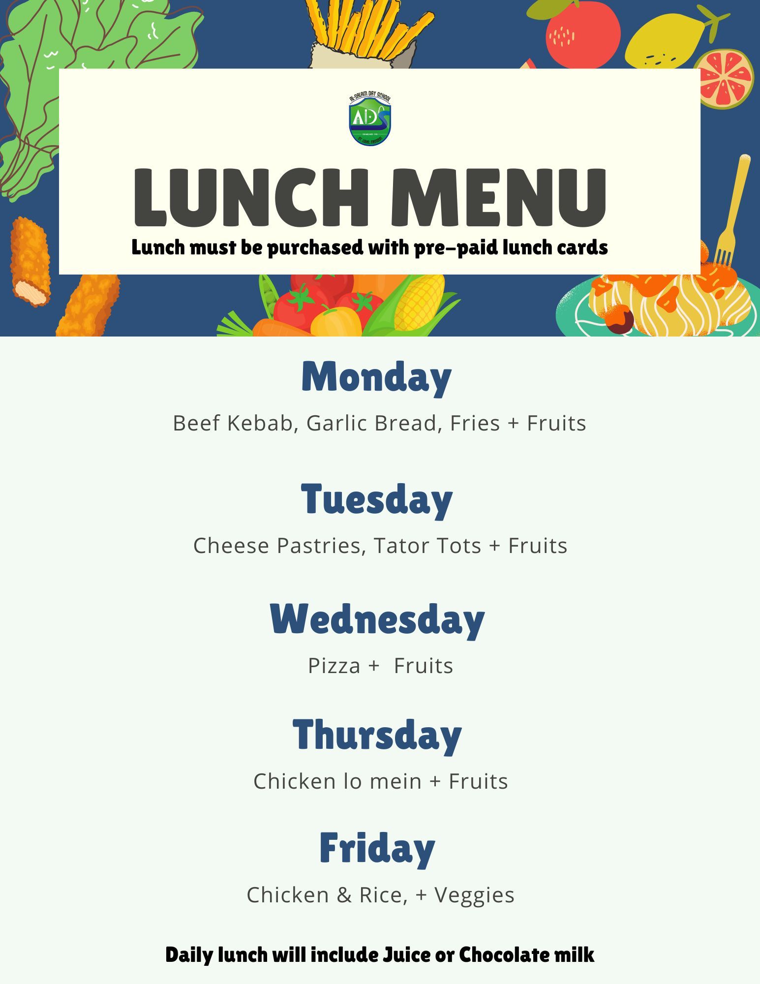 September Lunch Menu