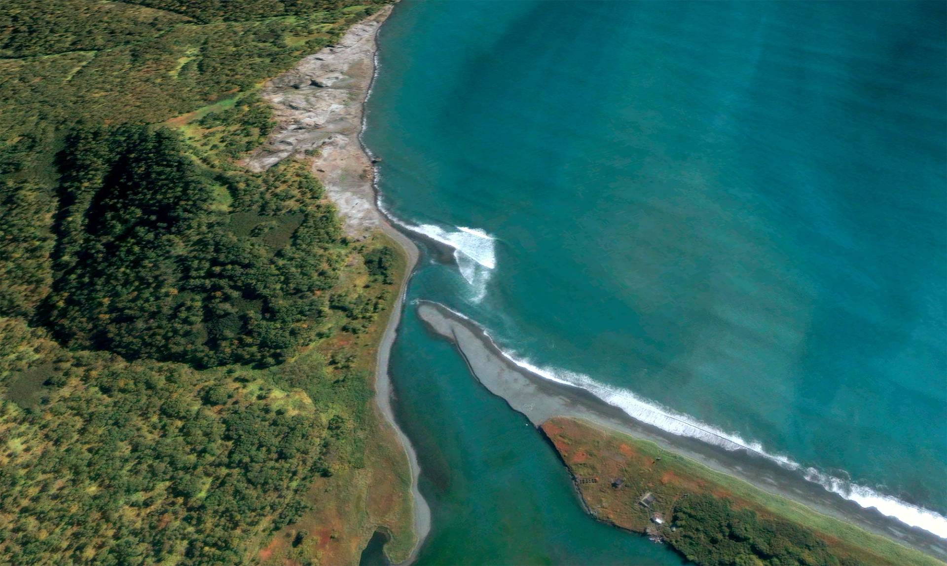 Kronotskey Rivermouth by Google Earth