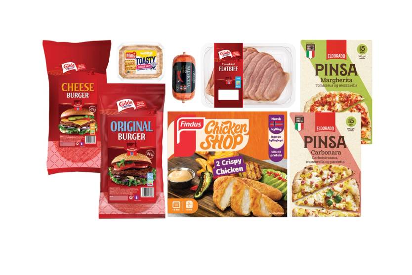 Gilde hamburerg, chrispy chicken, pinsammargaritha og carbonara, flatbiff av svin, toasty