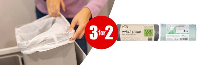 Kampanje 3 for 2 på avfallsposer