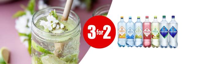 Kampanje 3 for 2 på farris, frus og bris 1,5l
