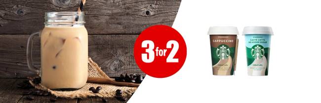Kampanje 3 for 2 på iskaffe fra starbucks