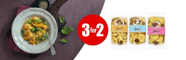 Kampanjetilbud 3 for 2 på Bertagni pastabuter