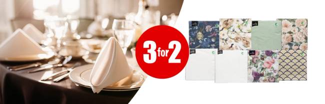 Kampanje 3 for 2 på servietter