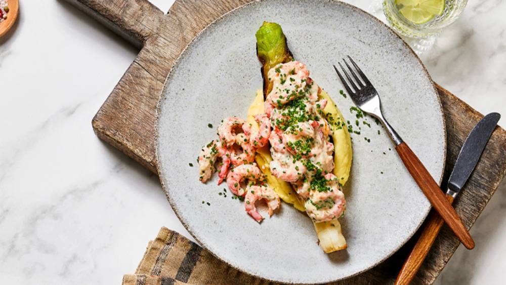 Grillet purre med potetkrem