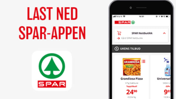 Viser spar-appen illustrert med tilbud