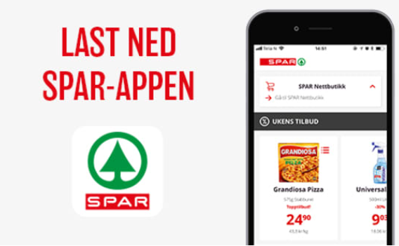 Viser spar-appen illustrert med tilbud