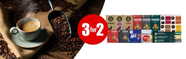 Kampanje 3 for 2 på kaffekapsler