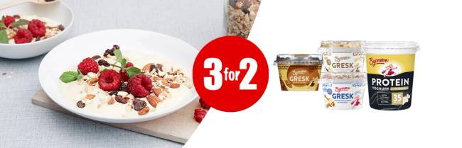 Kampanje 3 for 2 på yoghurt fra synnøve finden