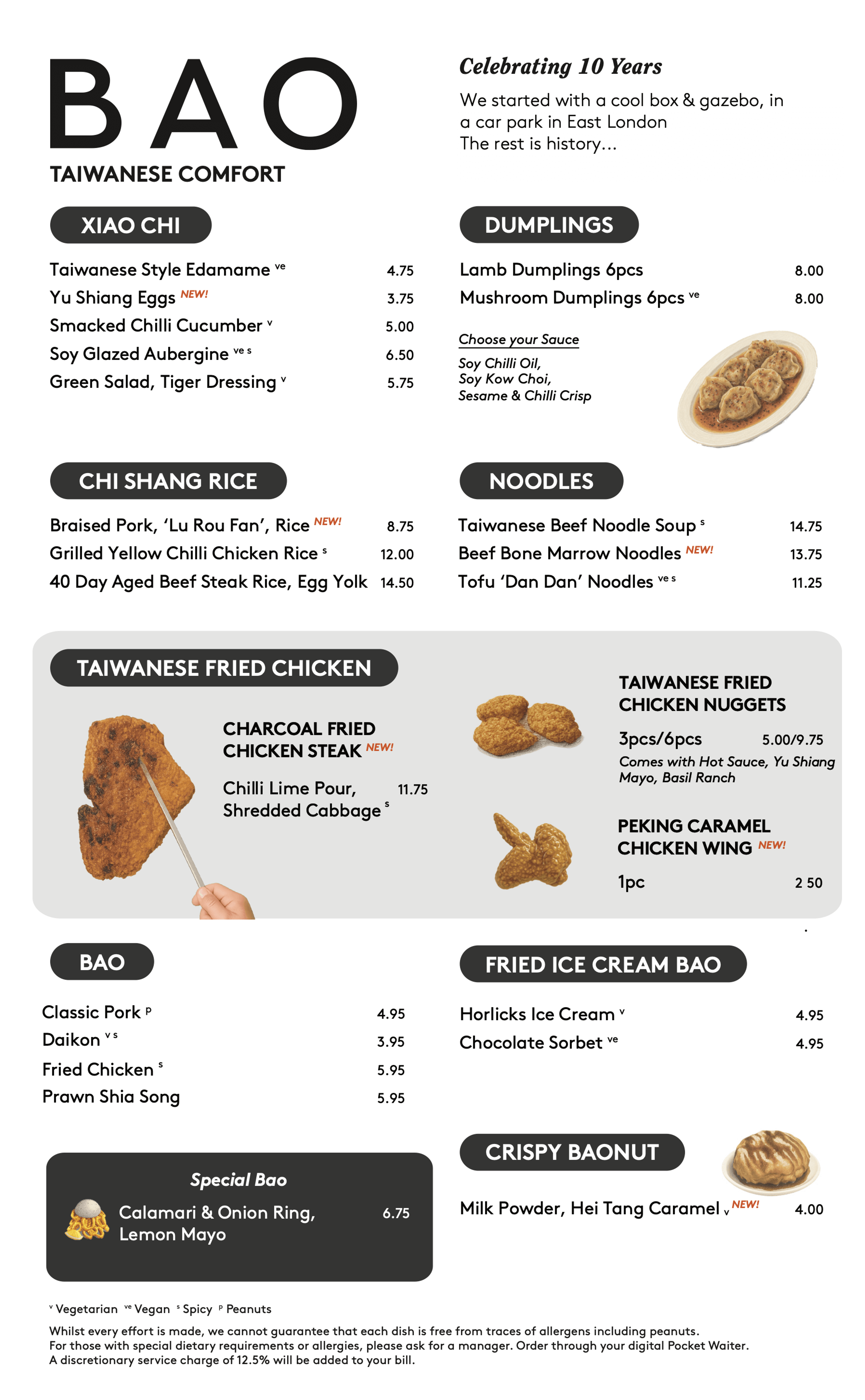 BAO Kings Cross A La Carte Food Menu