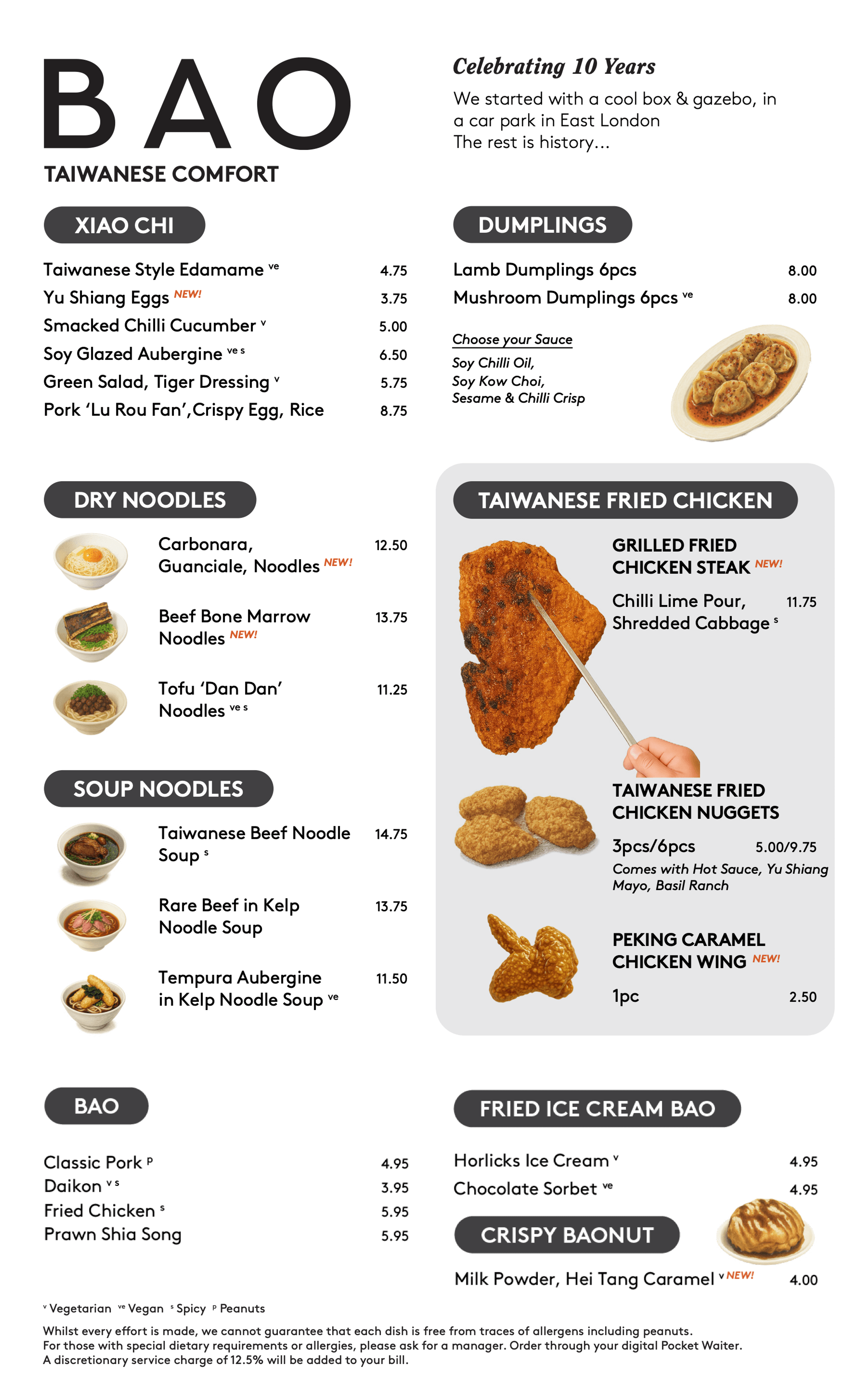 BAO Shoreditch A La Carte Food Menu