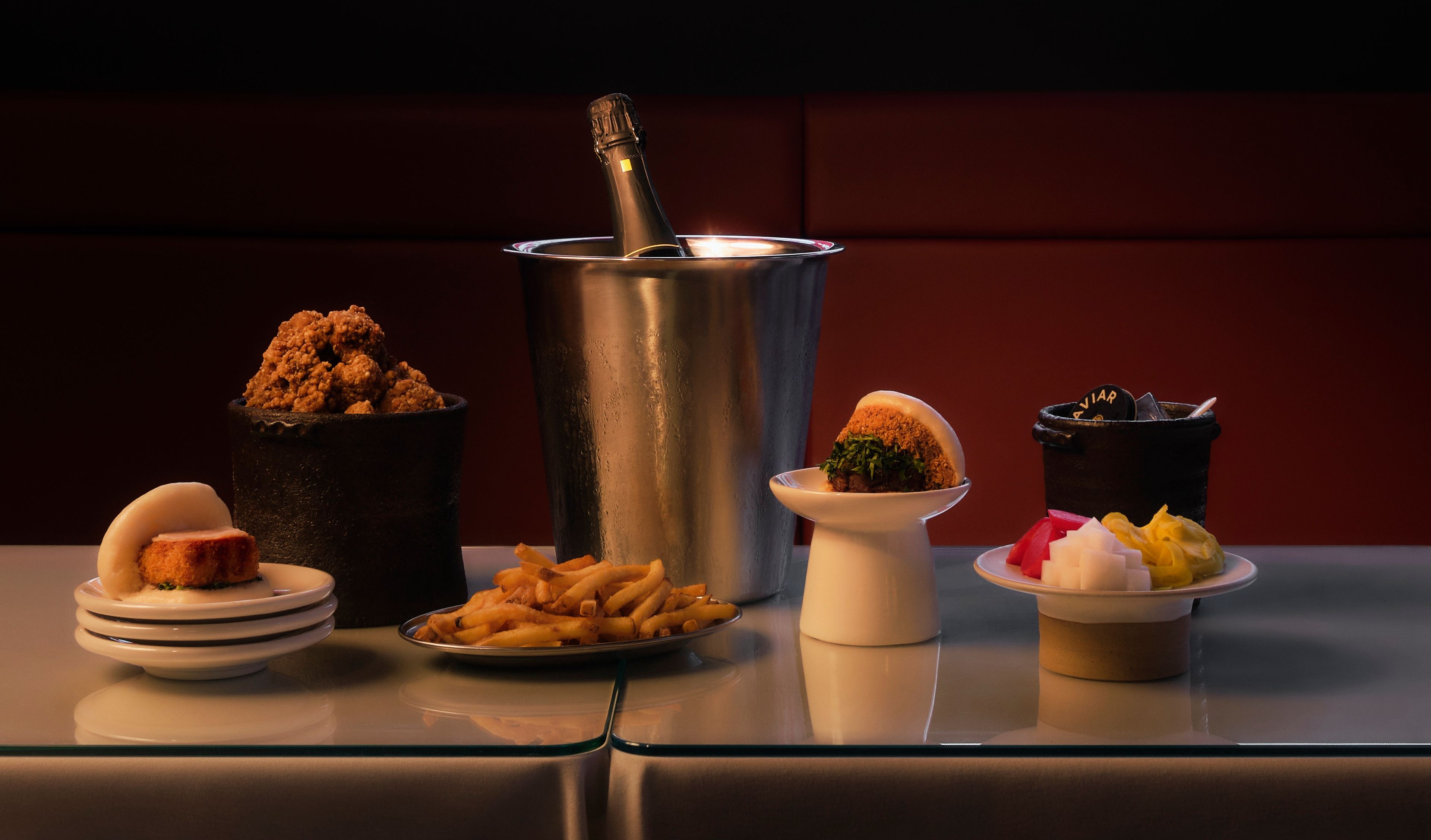 bespoke menus for karaoke including handheld baos, fries, fried dumplings