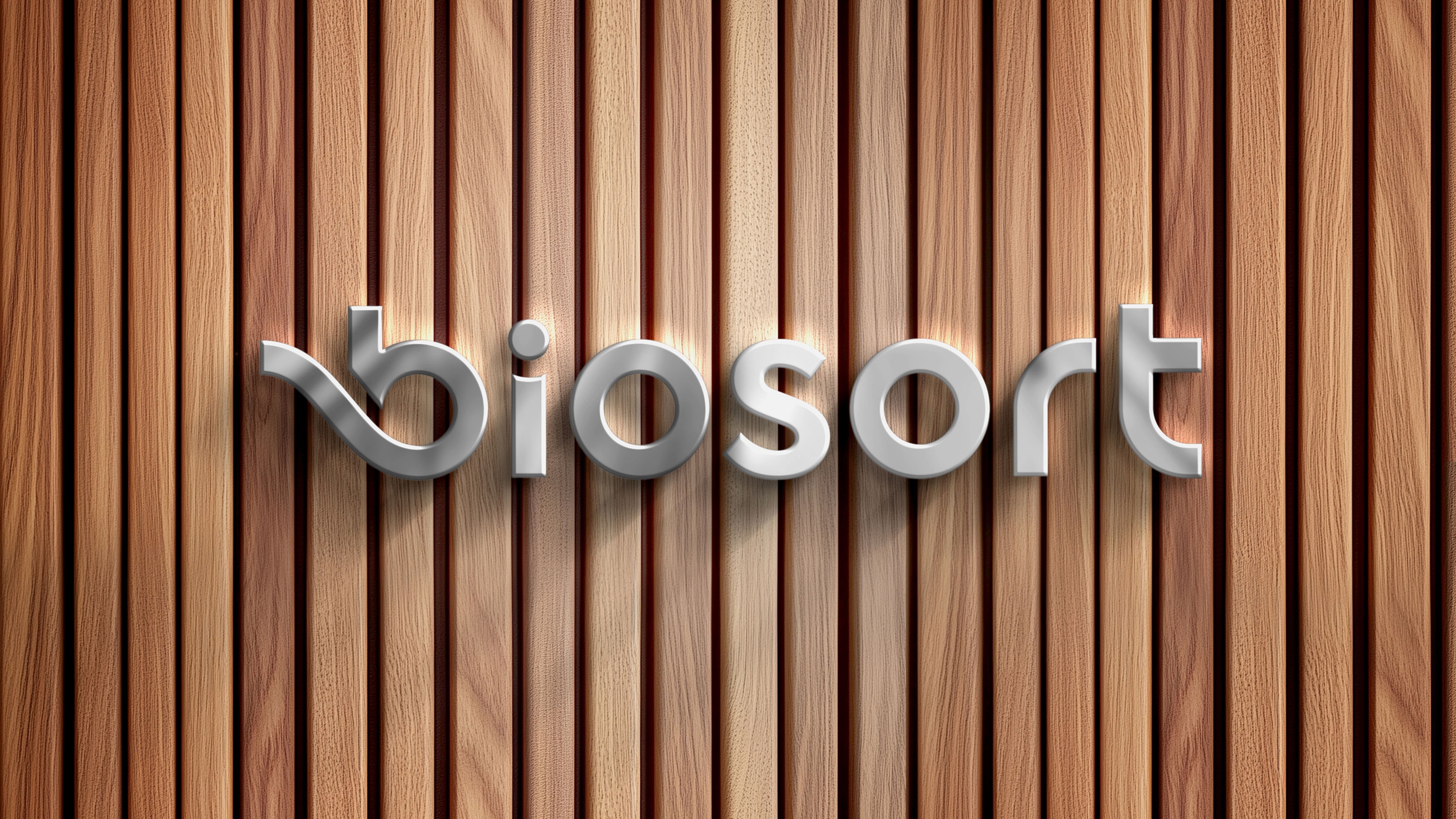 Biosort logo metal on wood