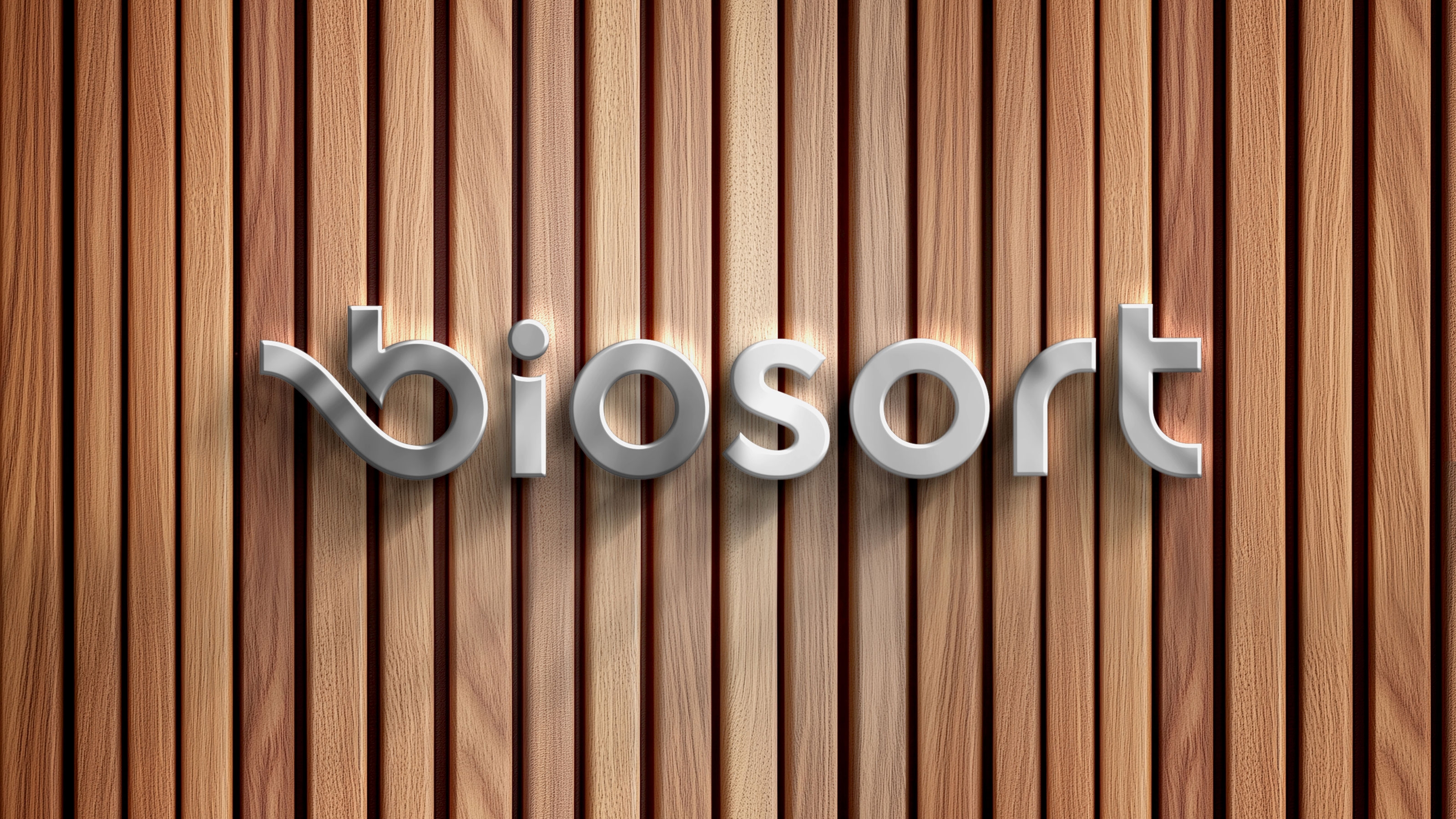 Biosort logo metal on wood