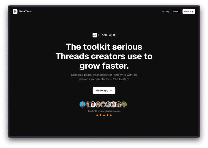 BlackTwist landing page