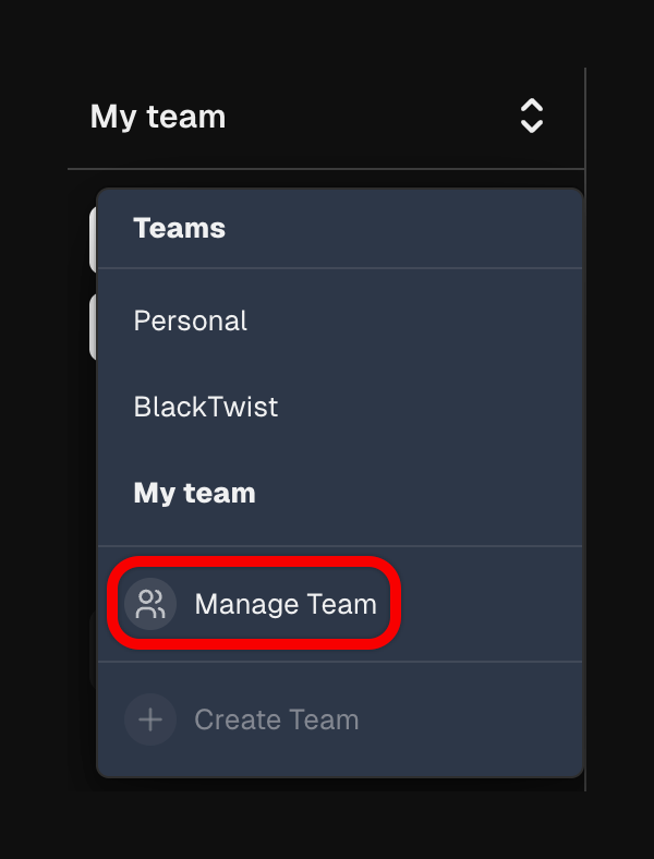 Manage team