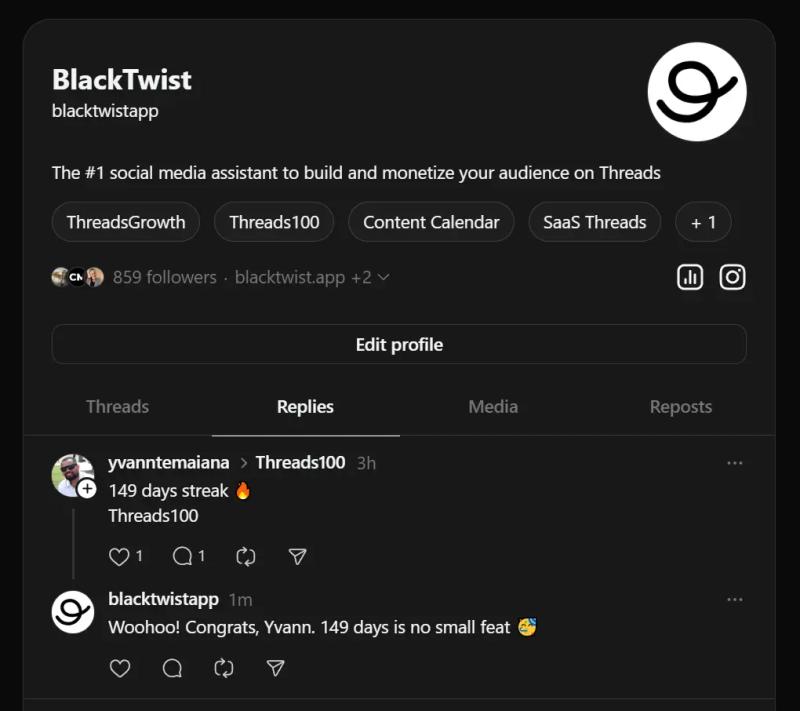 Screenshot of the step in the process in the Threads app indicating how to view comments.
