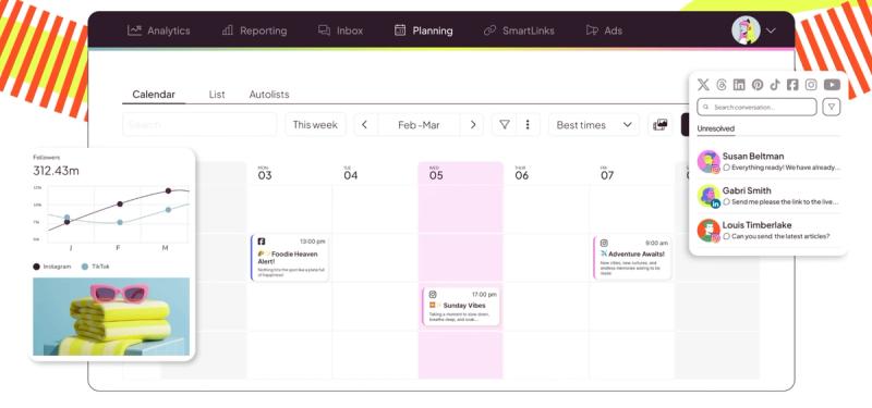 Metricool analytics dashboard tracking Threads engagement and competitor performance