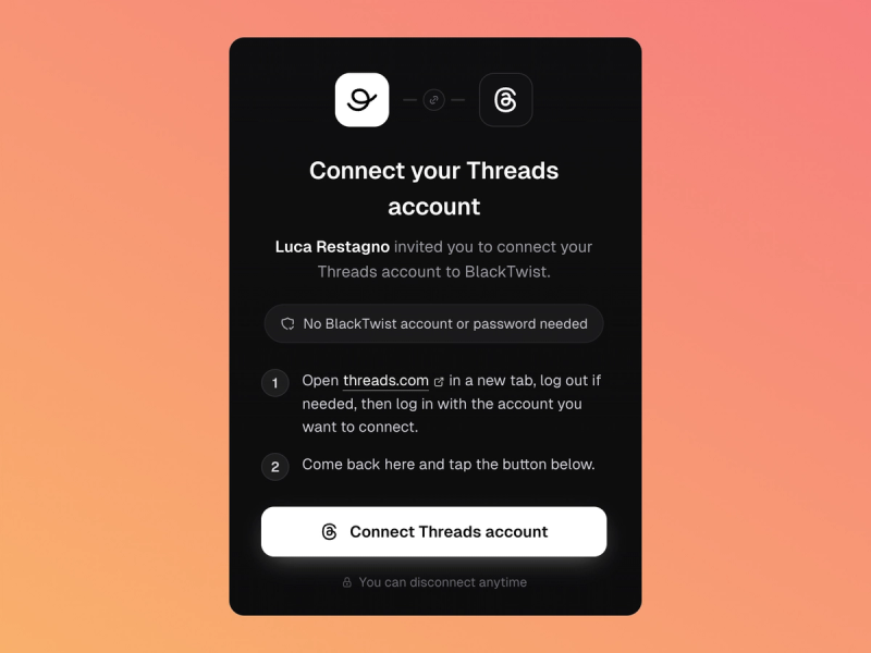Connect Social account via a Connection link