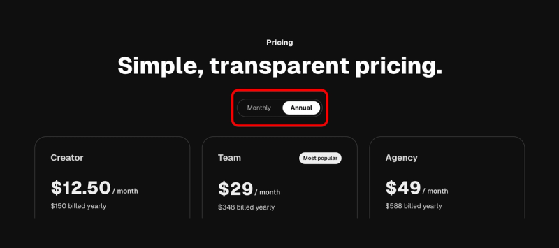 Monthly - Yearly toggle