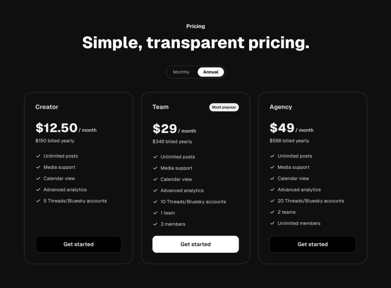 BlackTwist pricing page