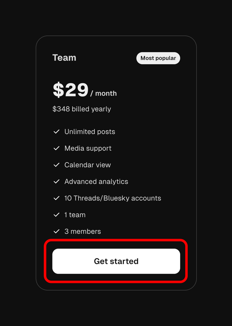 BlackTwist subscription "Get Started" button