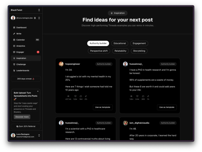 BlackTwist Viral Post Templates