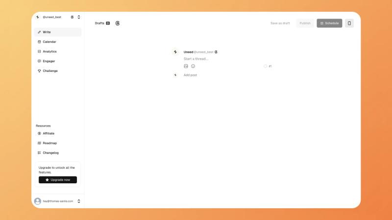 BlackTwist dashboard showing Threads draft composer and scheduling options.