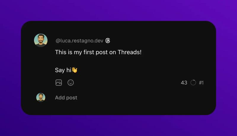 BlackTwist Threads editor drafting interface, showing a short text and image/emoji buttons, chars, and thread marker.