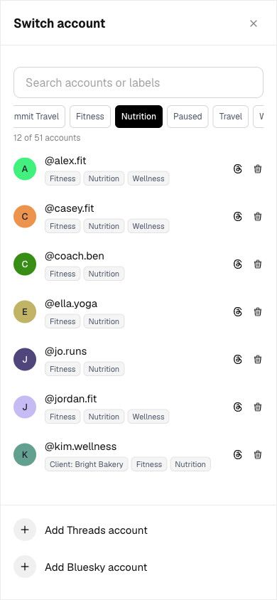 Mobile account switcher