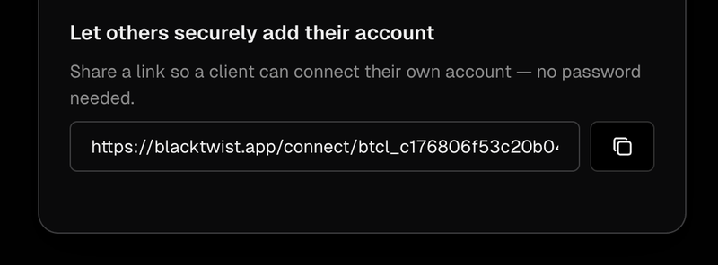 Social account connection link