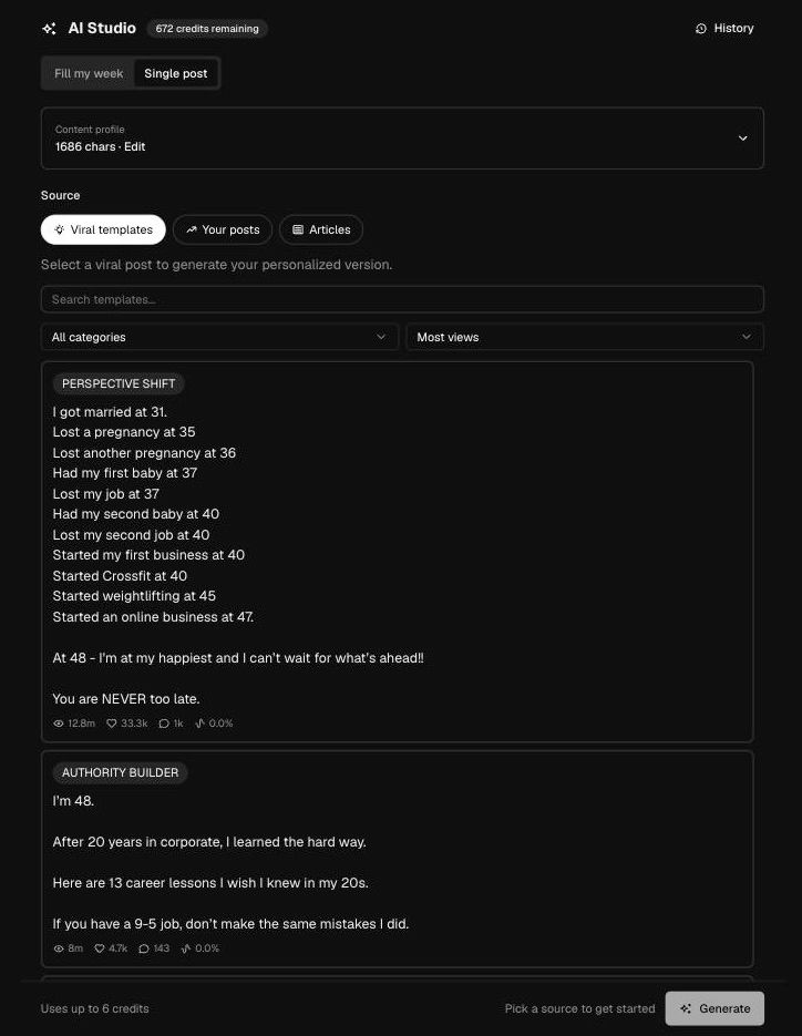 Generate single posts with AI