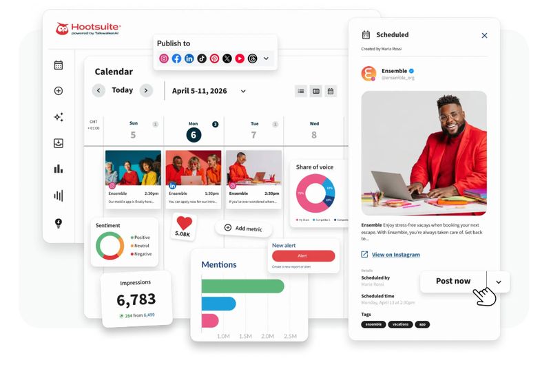 Hootsuite social media dashboard with Threads analytics and team reporting tools