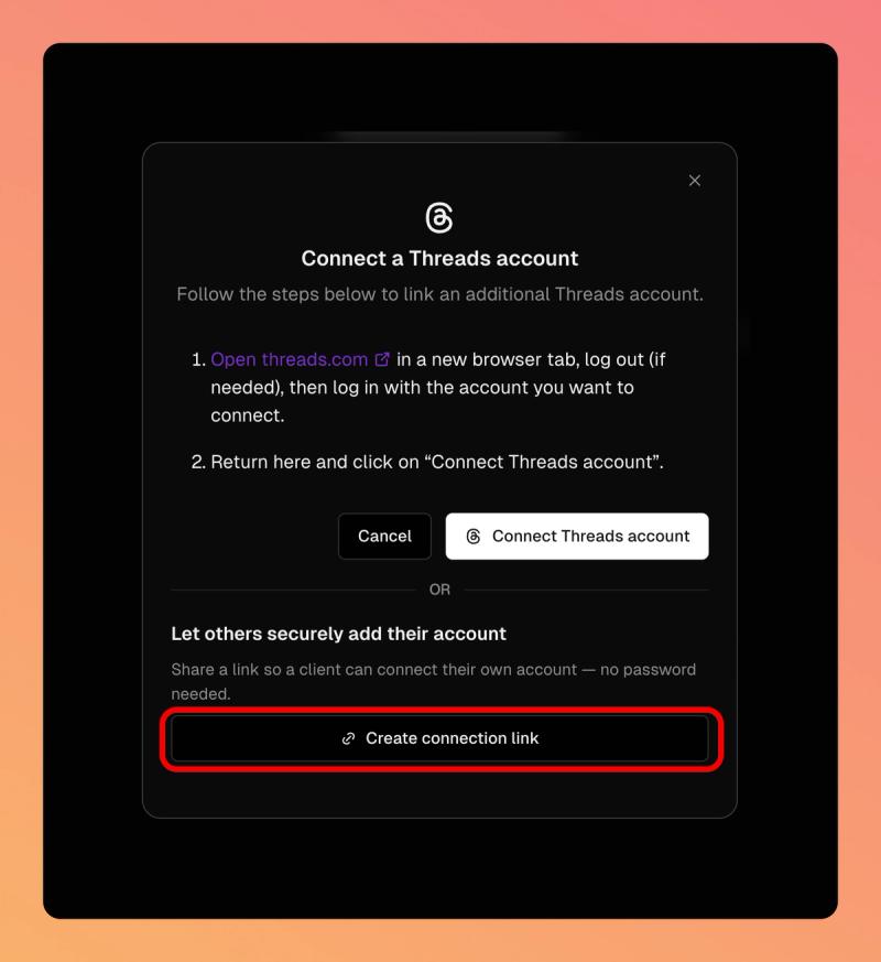 Create a Social account connection link