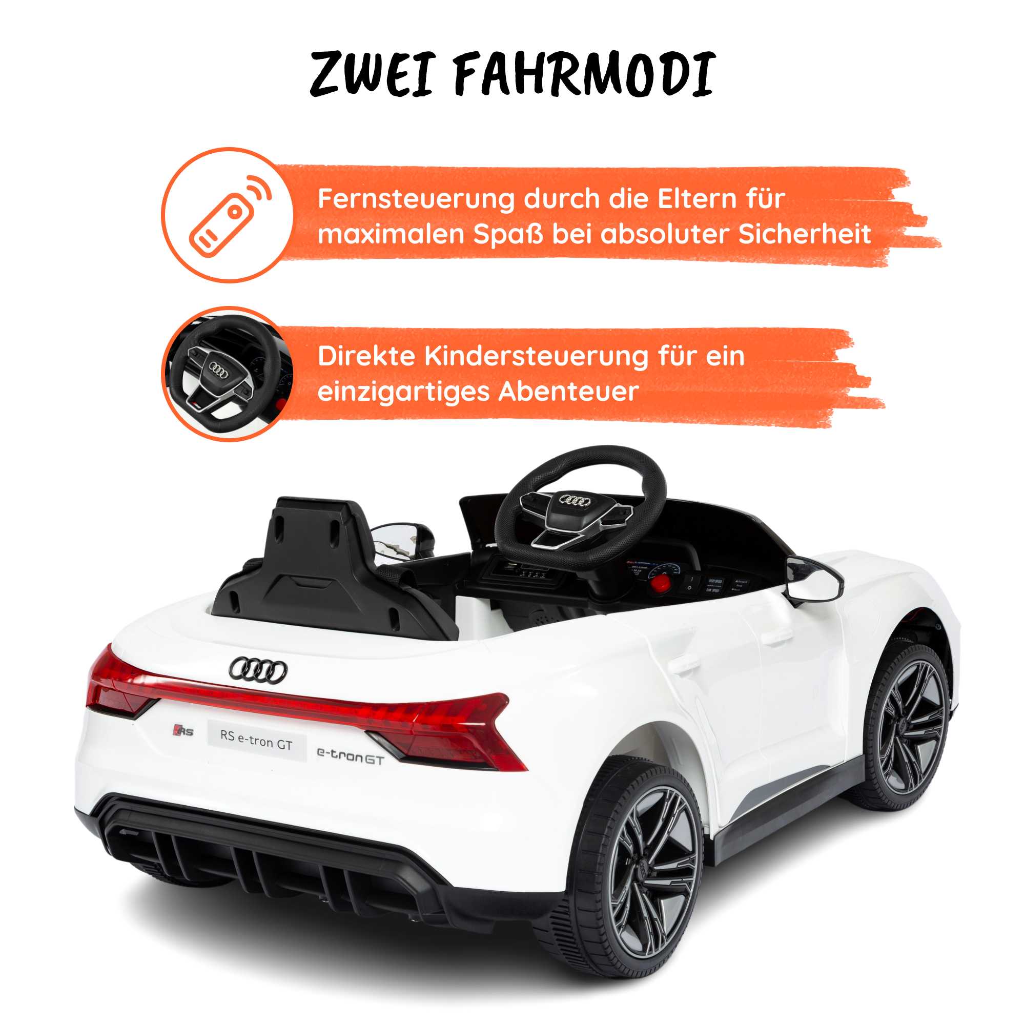 Audi RS eTron Weiß - zwei fahrmodi