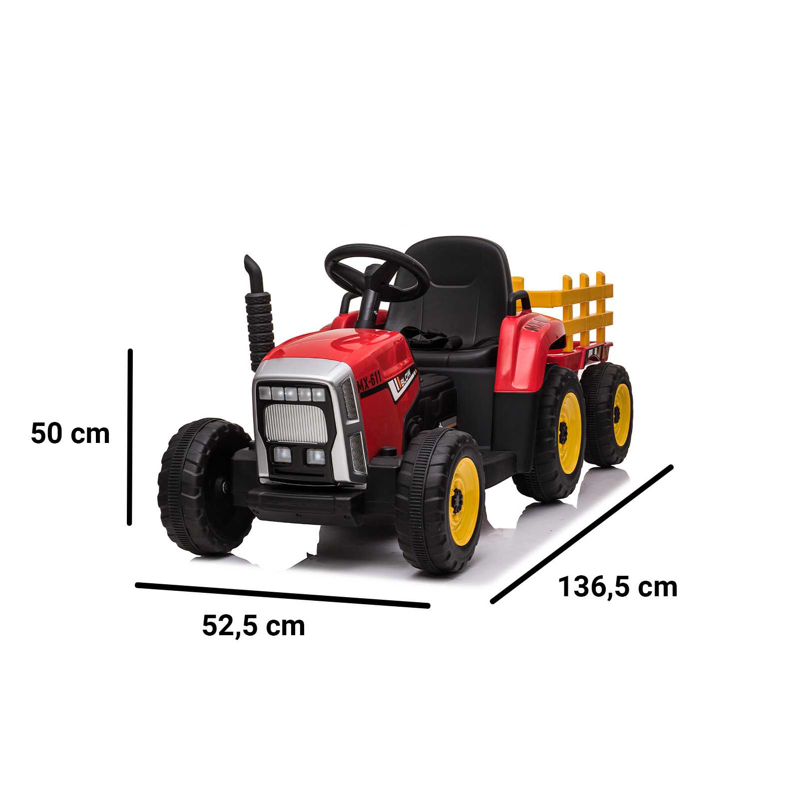 Traktor mit Spielzeuganhänger Größe