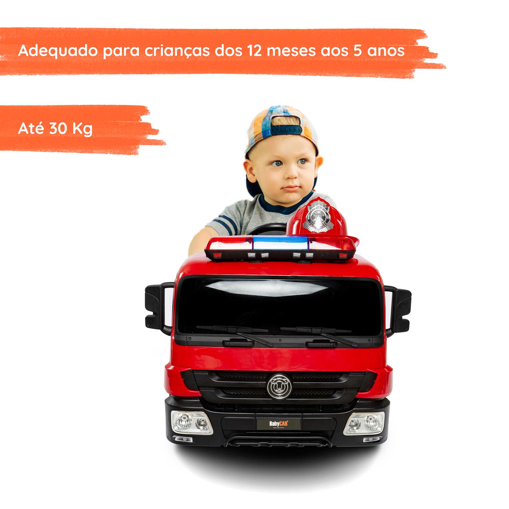 Camião de bombeiros elétrico para crianças com criança
