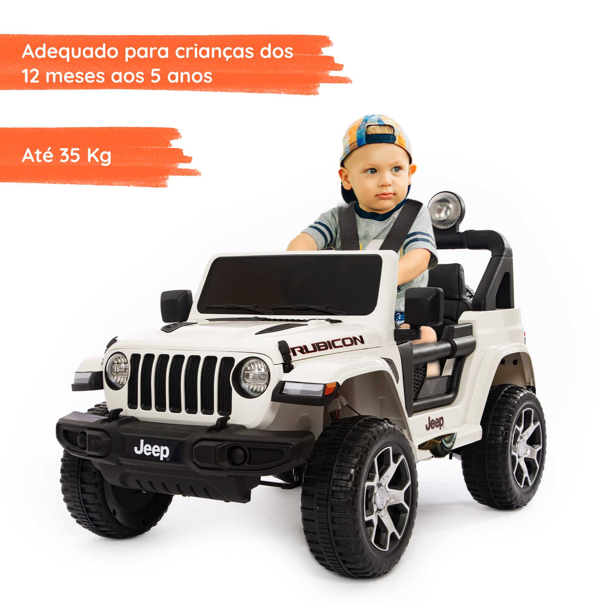 Jeep Wrangler Rubicon elétrico para crianças com criança