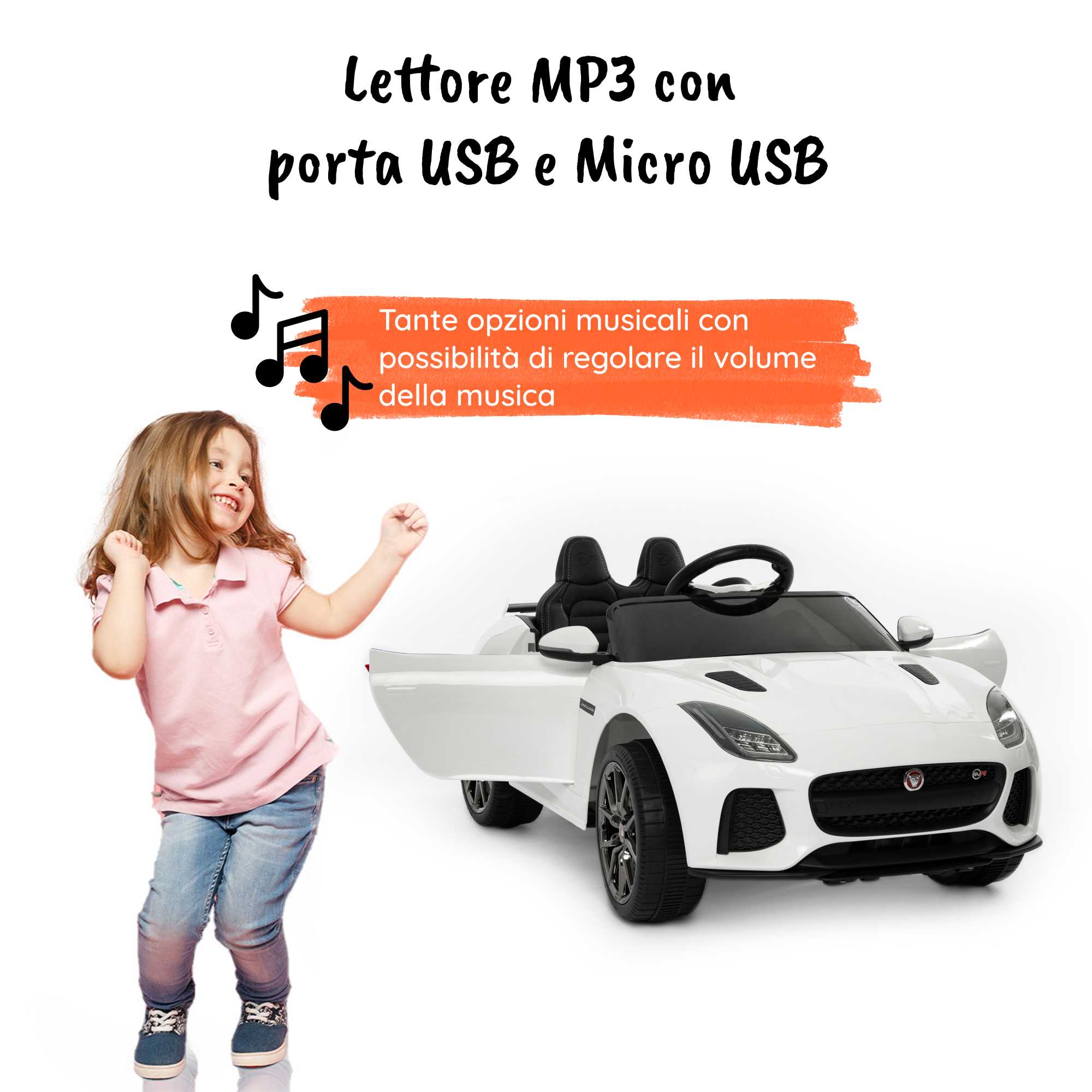 Jaguar F-TYPE elettrica per bambini MP3